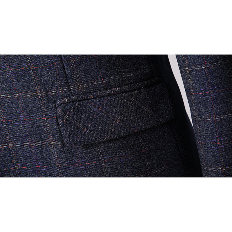 Shenrun Costum 3 bucăți pentru bărbați, primăvară, toamnă, carouri, slim fit, afaceri, formale, casual, cu carouri, birou, lucru, petrecere, bal, nuntă, mire