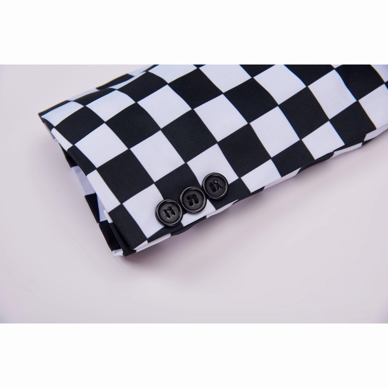 Costum de modă SHENRUN pentru bărbați, negru, alb, imprimeu în carouri, set de 2 piese, cele mai noi modele de haine și pantaloni, costum pentru cântăreț pentru scenă de nuntă.