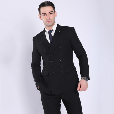 Shenrun Costume pentru bărbați la modă, negru, bleumarin, costum dublu, jachetă, pantalon, slim fit, ocazional, sacouri, pentru petrecere de afaceri, costum formal