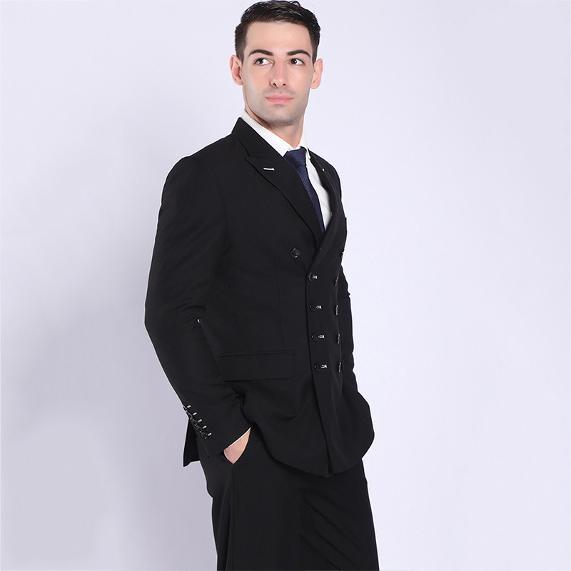 Shenrun Costume pentru bărbați la modă, negru, bleumarin, costum dublu, jachetă, pantalon, slim fit, ocazional, sacouri, pentru petrecere de afaceri, costum formal