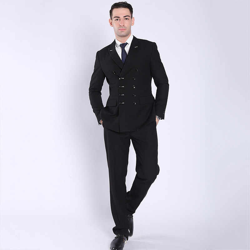 Shenrun Costume pentru bărbați la modă, negru, bleumarin, costum dublu, jachetă, pantalon, slim fit, ocazional, sacouri, pentru petrecere de afaceri, costum formal