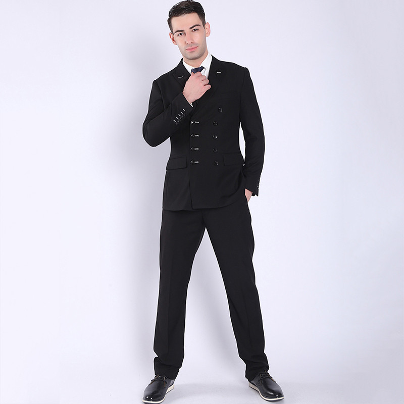 Shenrun Costume pentru bărbați la modă, negru, bleumarin, costum dublu, jachetă, pantalon, slim fit, ocazional, sacouri, pentru petrecere de afaceri, costum formal