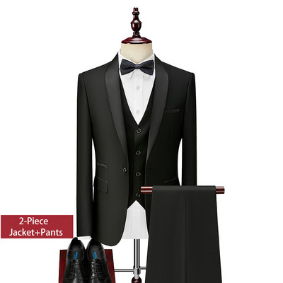 Shenrun Tuxedo pentru bărbați, slim fit, la modă, costum de nuntă, șal, rever, 3 bucăți, jachetă subțire, cu un singur piept, costum cântăreț pentru bal de absolvire