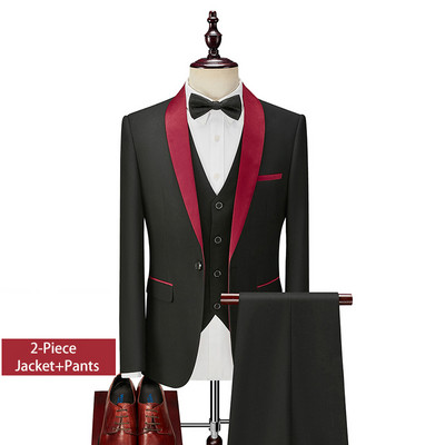 Shenrun Tuxedo pentru bărbați, slim fit, la modă, costum de nuntă, șal, rever, 3 bucăți, jachetă subțire, cu un singur piept, costum cântăreț pentru bal de absolvire