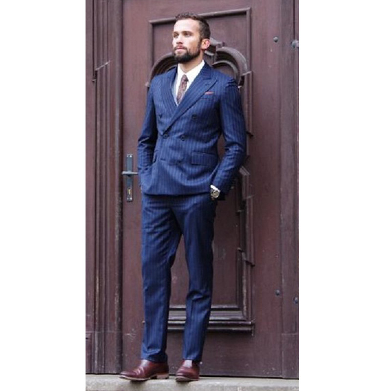 Costume de afaceri pentru bărbați, cu dungi, slim, cu smoking de mire, pentru nuntă, 2 piese, jachetă cu rever, pantaloni 2022