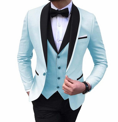Costume pentru bărbați slim fit cu rever negru bal de absolvire smoking de mire pentru nuntă Blazer de modă masculină 3 buc Set de costum jachetă vestă pantaloni