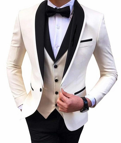 Costume pentru bărbați slim fit cu rever negru bal de absolvire smoking de mire pentru nuntă Blazer de modă masculină 3 buc Set de costum jachetă vestă pantaloni
