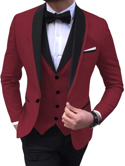 Costume pentru bărbați slim fit cu rever negru bal de absolvire smoking de mire pentru nuntă Blazer de modă masculină 3 buc Set de costum jachetă vestă pantaloni