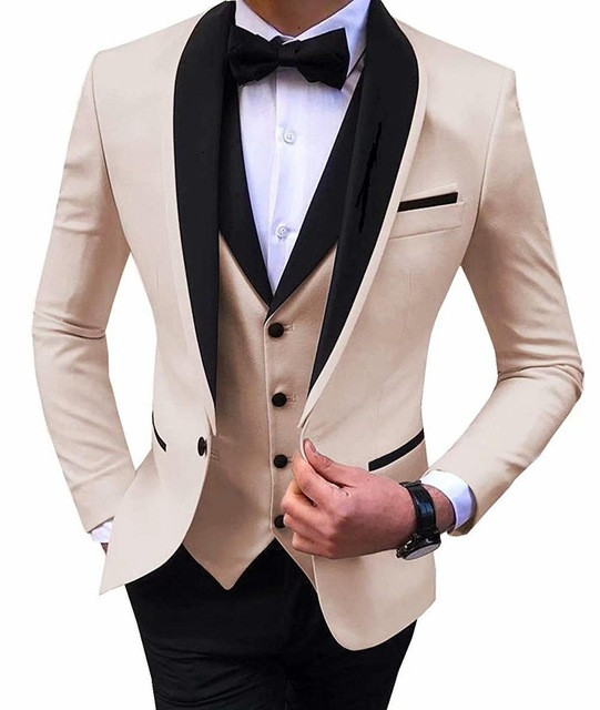 Costume pentru bărbați slim fit cu rever negru bal de absolvire smoking de mire pentru nuntă Blazer de modă masculină 3 buc Set de costum jachetă vestă pantaloni