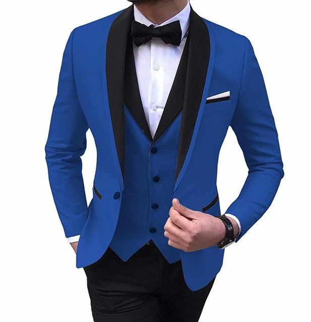 Costume pentru bărbați slim fit cu rever negru bal de absolvire smoking de mire pentru nuntă Blazer de modă masculină 3 buc Set de costum jachetă vestă pantaloni