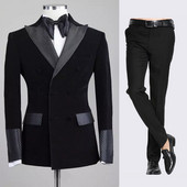 Costume pentru bărbați din catifea neagră, cu buline, smoking de mire, pentru petrecerea de nuntă, slim fit, 2 piese, blazer cu revere (jachetă+pantaloni) Moda masculină