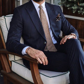 Costume formale pentru bărbați cu dungi pentru afaceri, albastru închis, rever cu vârf, smoking de mire, smoking pentru bărbați, slim fit, 2 piese (jachetă + pantaloni)