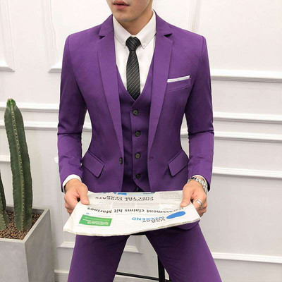 Costume de afaceri formale pentru bărbați, smoking de mire cu rever crestat, pentru nuntă, Blazer de modă masculină (jachetă+pantaloni+vestă)