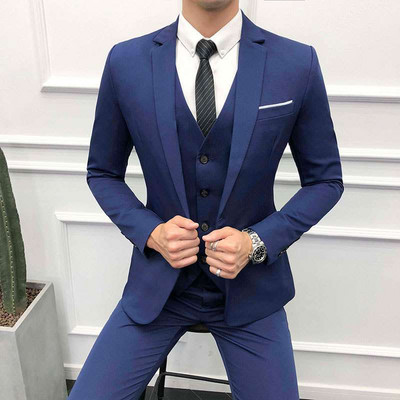 Costume de afaceri formale pentru bărbați, smoking de mire cu rever crestat, pentru nuntă, Blazer de modă masculină (jachetă+pantaloni+vestă)