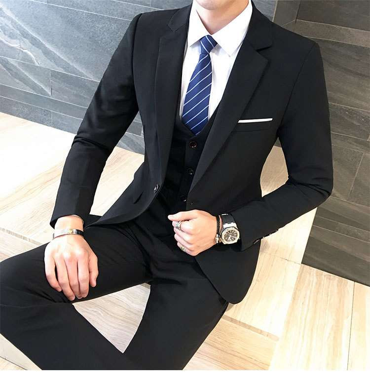 Costume de afaceri formale pentru bărbați, smoking de mire cu rever crestat, pentru nuntă, Blazer de modă masculină (jachetă+pantaloni+vestă)