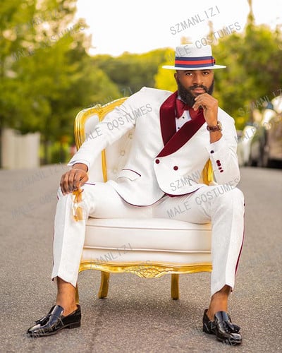 Costum Homme Roșu Imprimat Costume la două piept pentru bărbați Terno Masculino smoking pentru bărbați Costume de petrecere de bal Costum de nuntă floral