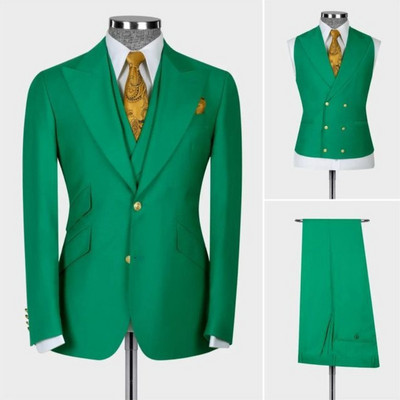 Costume pentru bărbați slim fit, 3 buc. Blazer de modă cu revere, smoking de mire, afaceri, fumători, modă masculină (jachetă + vestă + pantaloni)
