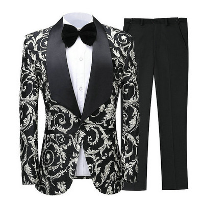2022 Terno Masculino rochie subțire pentru bărbați violet Floral nunta formală costume pentru bărbați smoking de mire costume de bal pentru bărbați petrecere blazer pantalon