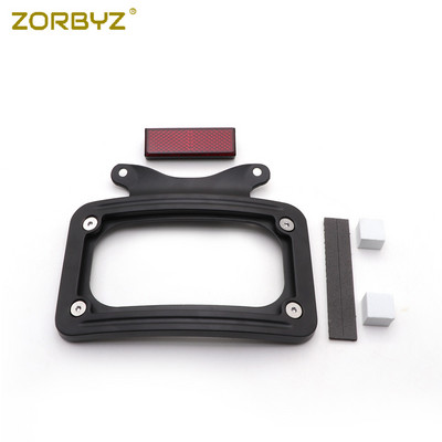 ZORBYZ Suport cadru pentru plăcuță de înmatriculare curbat negru/crom pentru Harley Street Glide FLHX Road King Road Glide Custom FLTRX 2010-2014