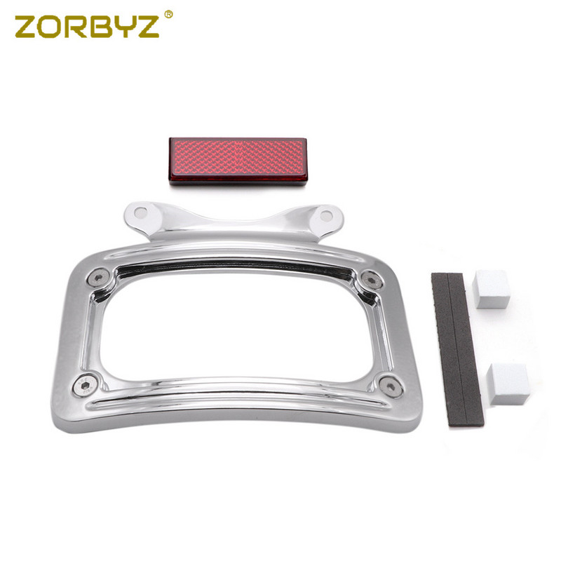 ZORBYZ Suport cadru pentru plăcuță de înmatriculare curbat negru/crom pentru Harley Street Glide FLHX Road King Road Glide Custom FLTRX 2010-2014