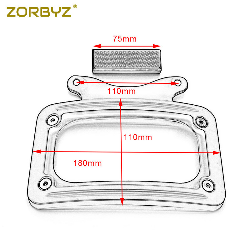 ZORBYZ Suport cadru pentru plăcuță de înmatriculare curbat negru/crom pentru Harley Street Glide FLHX Road King Road Glide Custom FLTRX 2010-2014