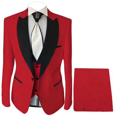 Tuxedo de mire formal pentru nuntă cu rever cu vârf slim, costume pentru bărbați, petrecere de bal, blazer la modă, 3 piese pentru bărbați (jachetă + pantaloni + vestă)