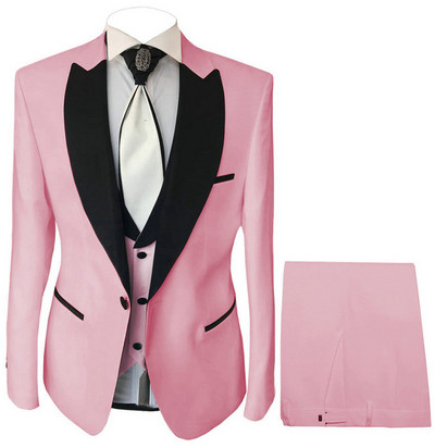 Tuxedo de mire formal pentru nuntă cu rever cu vârf slim, costume pentru bărbați, petrecere de bal, blazer la modă, 3 piese pentru bărbați (jachetă + pantaloni + vestă)