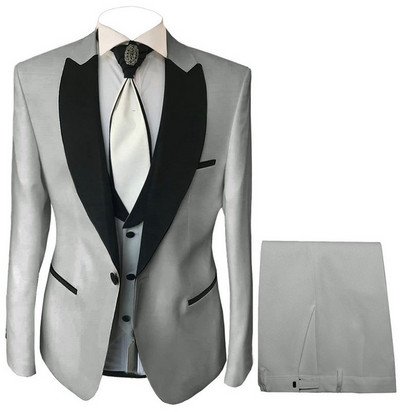 Tuxedo de mire formal pentru nuntă cu rever cu vârf slim, costume pentru bărbați, petrecere de bal, blazer la modă, 3 piese pentru bărbați (jachetă + pantaloni + vestă)