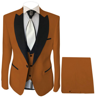 Tuxedo de mire formal pentru nuntă cu rever cu vârf slim, costume pentru bărbați, petrecere de bal, blazer la modă, 3 piese pentru bărbați (jachetă + pantaloni + vestă)