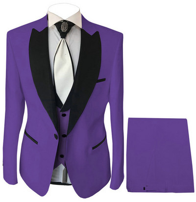 Tuxedo de mire formal pentru nuntă cu rever cu vârf slim, costume pentru bărbați, petrecere de bal, blazer la modă, 3 piese pentru bărbați (jachetă + pantaloni + vestă)