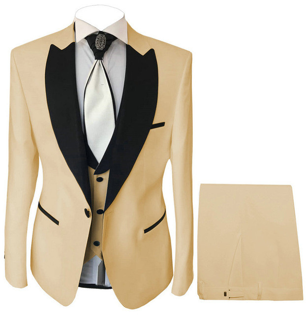 Tuxedo de mire formal pentru nuntă cu rever cu vârf slim, costume pentru bărbați, petrecere de bal, blazer la modă, 3 piese pentru bărbați (jachetă + pantaloni + vestă)