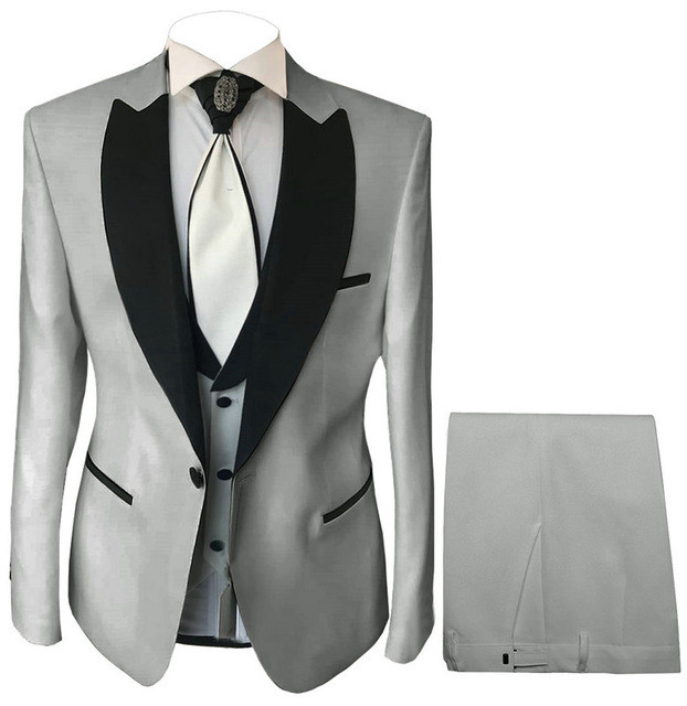 Tuxedo de mire formal pentru nuntă cu rever cu vârf slim, costume pentru bărbați, petrecere de bal, blazer la modă, 3 piese pentru bărbați (jachetă + pantaloni + vestă)