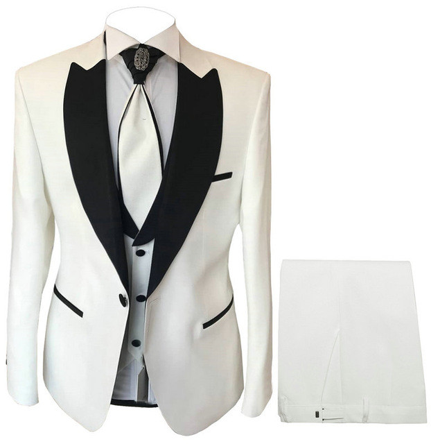 Tuxedo de mire formal pentru nuntă cu rever cu vârf slim, costume pentru bărbați, petrecere de bal, blazer la modă, 3 piese pentru bărbați (jachetă + pantaloni + vestă)