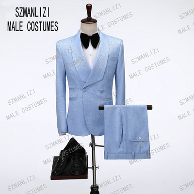 2022 Terno Masculino Slim Fit Rochie pentru bărbați Floral Formal Nunta Costume pentru bărbați la două piepturi Costume de bal pentru bărbați