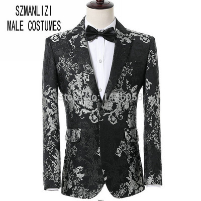2022 Terno Masculino Slim Fit Rochie pentru bărbați Floral Formal Nunta Costume pentru bărbați la două piepturi Costume de bal pentru bărbați