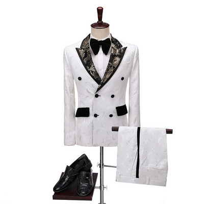 2022 Terno Masculino Slim Fit Rochie pentru bărbați Floral Formal Nunta Costume pentru bărbați la două piepturi Costume de bal pentru bărbați