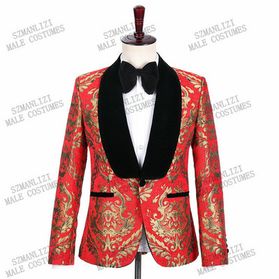 2022 Terno Masculino Slim Fit Rochie pentru bărbați Floral Formal Nunta Costume pentru bărbați la două piepturi Costume de bal pentru bărbați