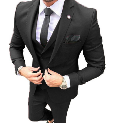 Slim Fit Mire Smoking pentru nuntă Costume formale pentru bărbați Cină de bal de absolvire cel mai bun bărbat 3 buc (jachetă+pantaloni+vestă)