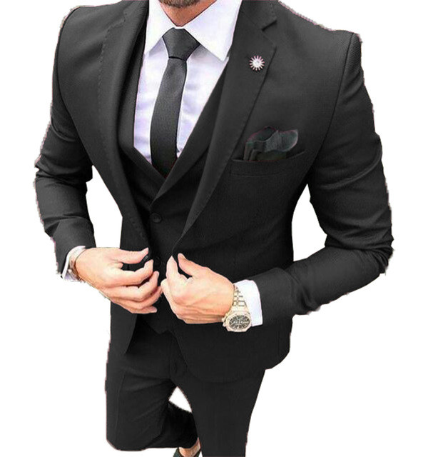 Slim Fit Mire Smoking pentru nuntă Costume formale pentru bărbați Cină de bal de absolvire cel mai bun bărbat 3 buc (jachetă+pantaloni+vestă)