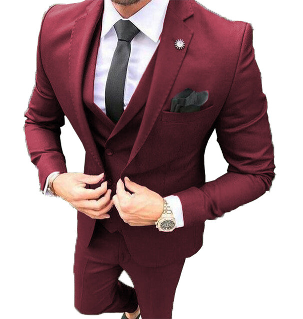 Slim Fit Mire Smoking pentru nuntă Costume formale pentru bărbați Cină de bal de absolvire cel mai bun bărbat 3 buc (jachetă+pantaloni+vestă)