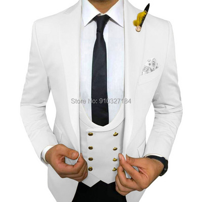 Costume slim 3 piese pentru bărbați cu vestă dublu pieptată, rever cu vârf, smoking de nuntă, pentru bărbați, jachetă de modă, pantaloni