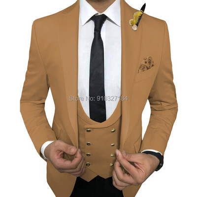 Costume slim 3 piese pentru bărbați cu vestă dublu pieptată, rever cu vârf, smoking de nuntă, pentru bărbați, jachetă de modă, pantaloni