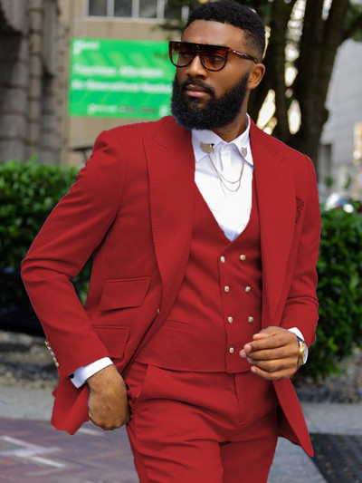 Costume pentru bărbați slim fit, cu ventilație dublă, rever cu vârf, smoking de nuntă african pentru mire, jachetă de modă masculină, pantaloni, 3 piese