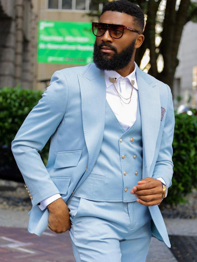 Costume pentru bărbați slim fit, cu ventilație dublă, rever cu vârf, smoking de nuntă african pentru mire, jachetă de modă masculină, pantaloni, 3 piese