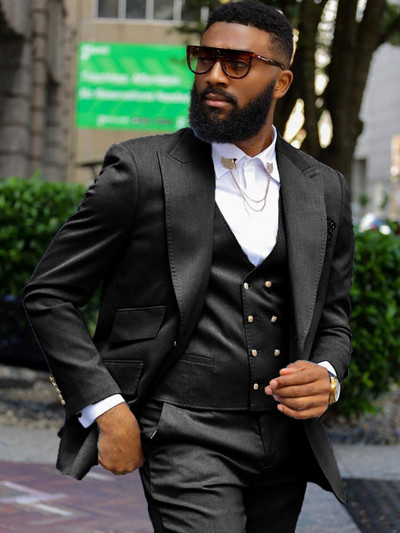 Costume pentru bărbați slim fit, cu ventilație dublă, rever cu vârf, smoking de nuntă african pentru mire, jachetă de modă masculină, pantaloni, 3 piese