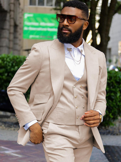 Costume pentru bărbați slim fit, cu ventilație dublă, rever cu vârf, smoking de nuntă african pentru mire, jachetă de modă masculină, pantaloni, 3 piese