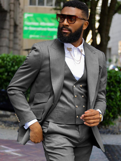 Costume pentru bărbați slim fit, cu ventilație dublă, rever cu vârf, smoking de nuntă african pentru mire, jachetă de modă masculină, pantaloni, 3 piese