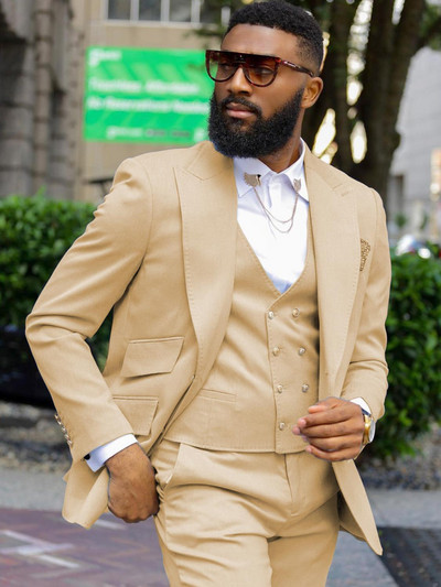 Costume pentru bărbați slim fit, cu ventilație dublă, rever cu vârf, smoking de nuntă african pentru mire, jachetă de modă masculină, pantaloni, 3 piese