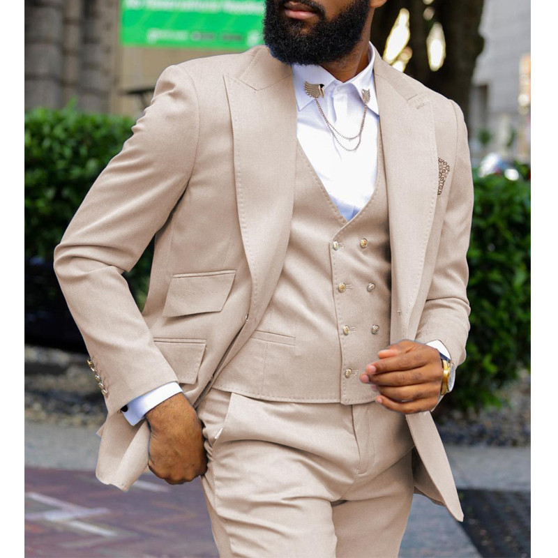 Costume pentru bărbați slim fit, cu ventilație dublă, rever cu vârf, smoking de nuntă african pentru mire, jachetă de modă masculină, pantaloni, 3 piese