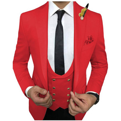 Slim Fit, alb, ocazional, costume pentru bărbați pentru petrecere, smoking de nuntă, 3 piese, cu vestă dublu, pantaloni negri, blazer de modă pentru bărbați